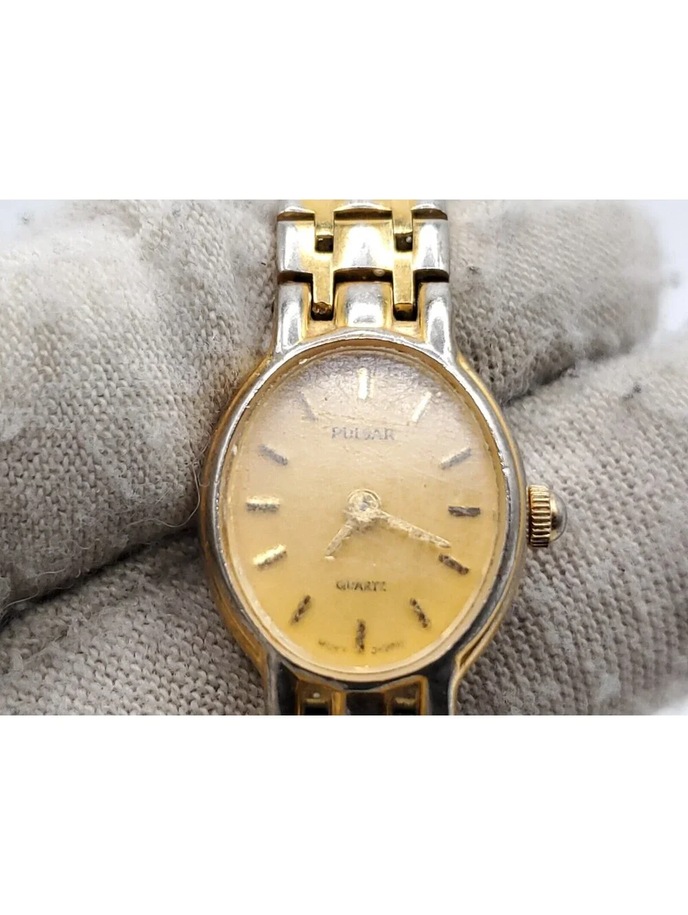 Pulsar Quartz Watch Women New Battery Gold Tone Oval